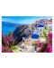 Puzzle Enjoy de 1000 piese -Santorini View with Flowers, Greece - 2t